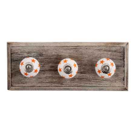 Orange Star Ceramic Wooden Hooks